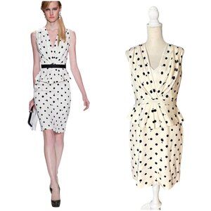 Jenny Packham white dot peplum silk dress UK 14 US 10 spring summer 2013 No belt